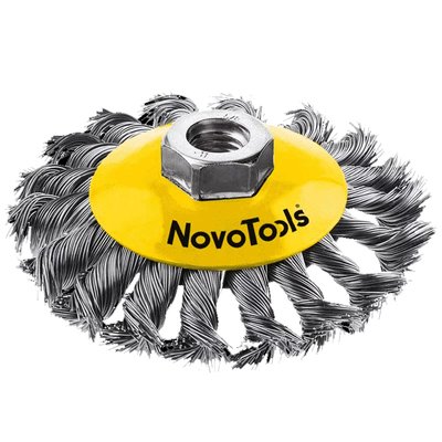 Щітка конусна NovoTools 100хМ14 мм плетений дріт NTBWBB10014ST фото