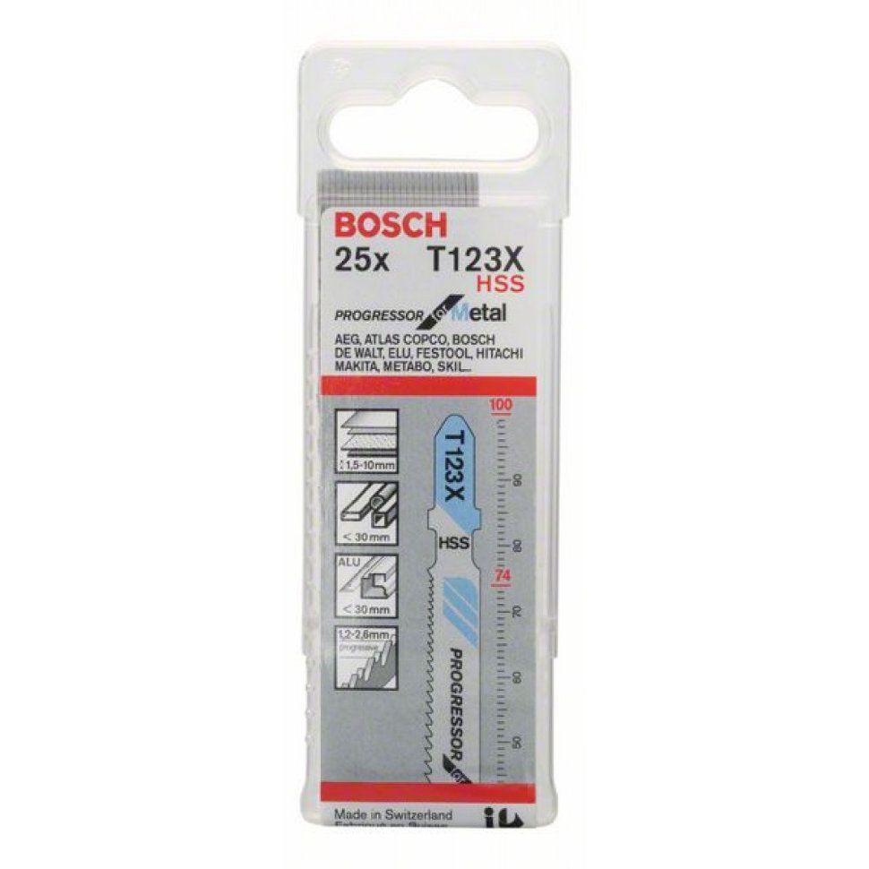 Набір полотен для лобзика Bosch T123X 100 мм 25 шт HSS 2608638474 фото