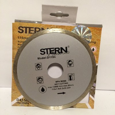 Диск алмазный отрезной STERN 115x22.23 сплошной (плитка) stern-splosh-115 фото