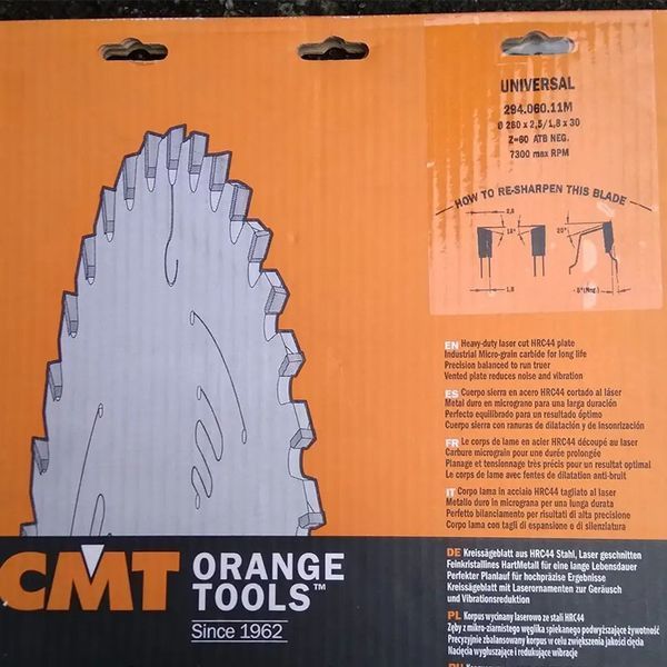 Пила дискова CMT 260 x 30 мм, Z 60 для поздовжнього та поперечного пиляння 285.060.11M фото