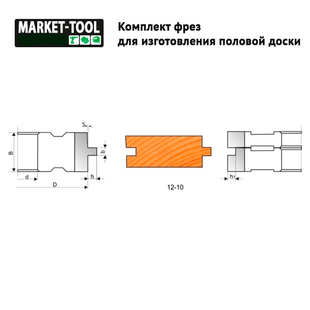 К-кт фрез для полової дошки 140*40*40 R6M5 з 3 фрез 12-10-402 фото