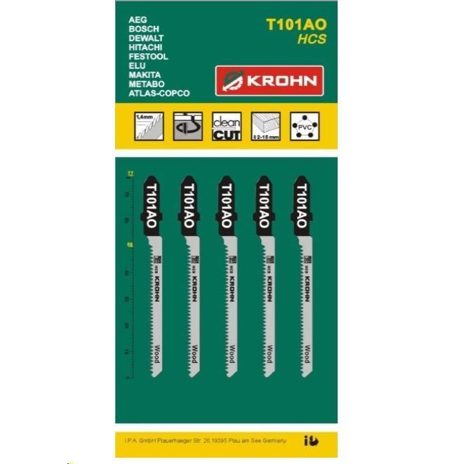 Полотна для лобзика по дереву KROHN T101AO к-т. 5 шт. T101AO фото
