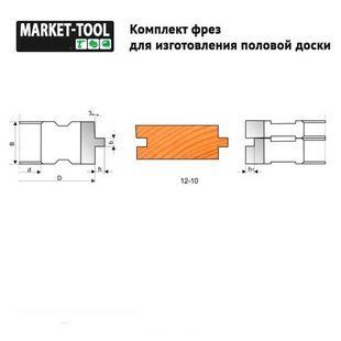 К-кт фрез для полової дошки 140*40*50 R6M5 з 3 фрез 12-10-502 фото
