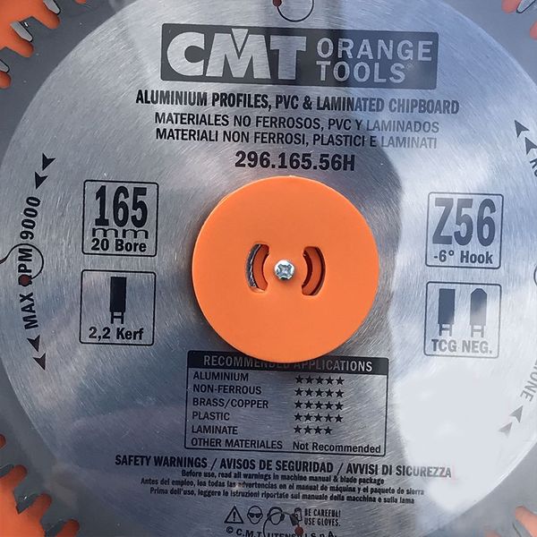 Пила дисковая CMT 165 x 20 мм, Z 56 для цветных металлов, пластика и ламината 296.165.56H фото