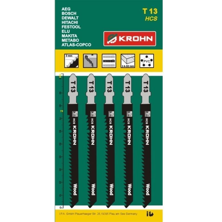 Полотна для лобзика по дереву KROHN T13 к-т. 5 шт. T13 фото