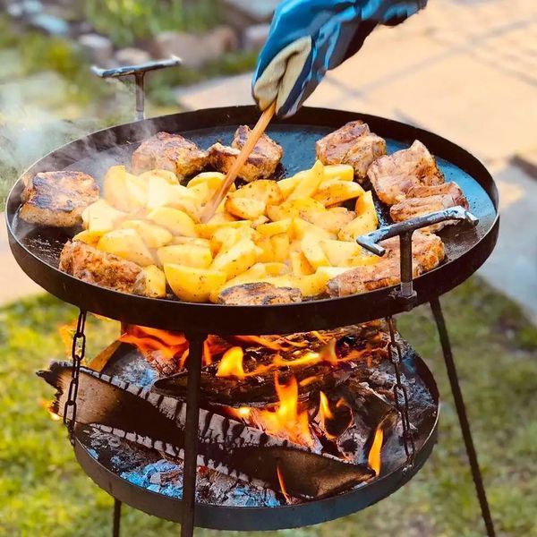 Подставка САДЖ (разборные ножки) с подвесным огнем для сковороды из диска бороны SADZ-2 фото