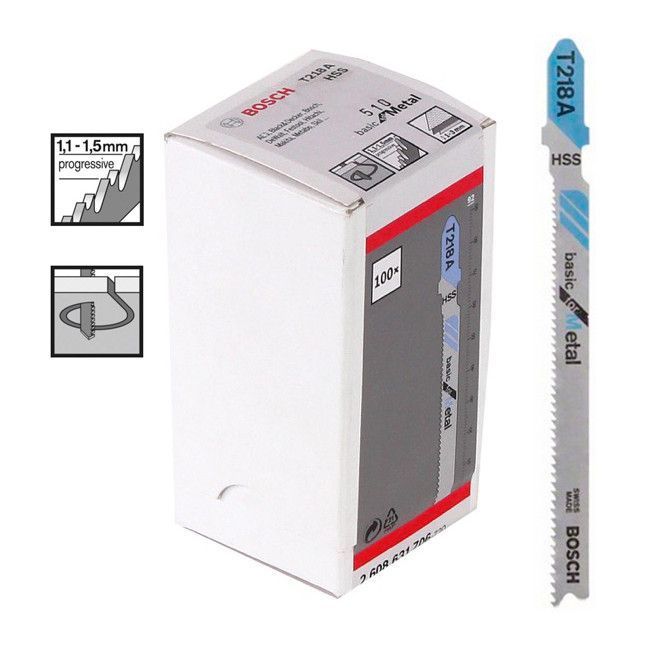 Набір полотен для лобзика Bosch T218A 92 мм HSS 100 шт 2608631706 фото