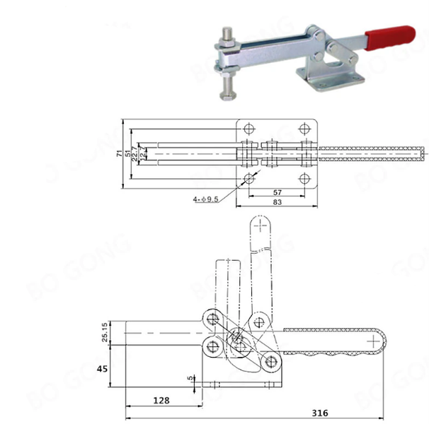 Струбцина прижимная 204GBL (W1200гр, F=6300N, L316) 204GBL фото