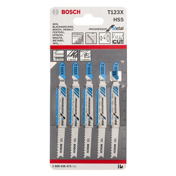 Набор полотен для лобзика Bosch T123X 100 мм 5 шт HSS 2608638473 фото