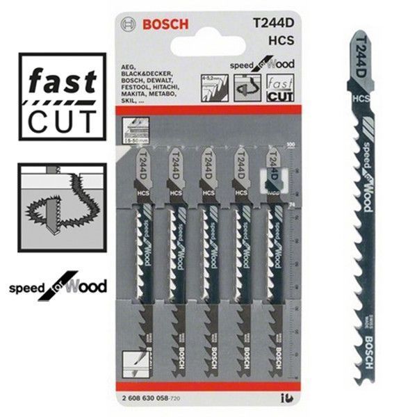 Набір полотен для лобзика Bosch HCS T244D, 5 шт. 2608630058 фото