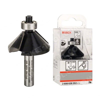 Фасочная фреза Bosch 8 mm | 2608628352| B 11 mm, L 15 mm, G 56 mm, 45° 2608628352 фото