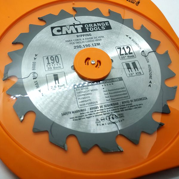 Пила дискова CMT 190 x 30 мм, Z 12 поперечне пиляння, для ручної циркулярки 290.190.12M фото