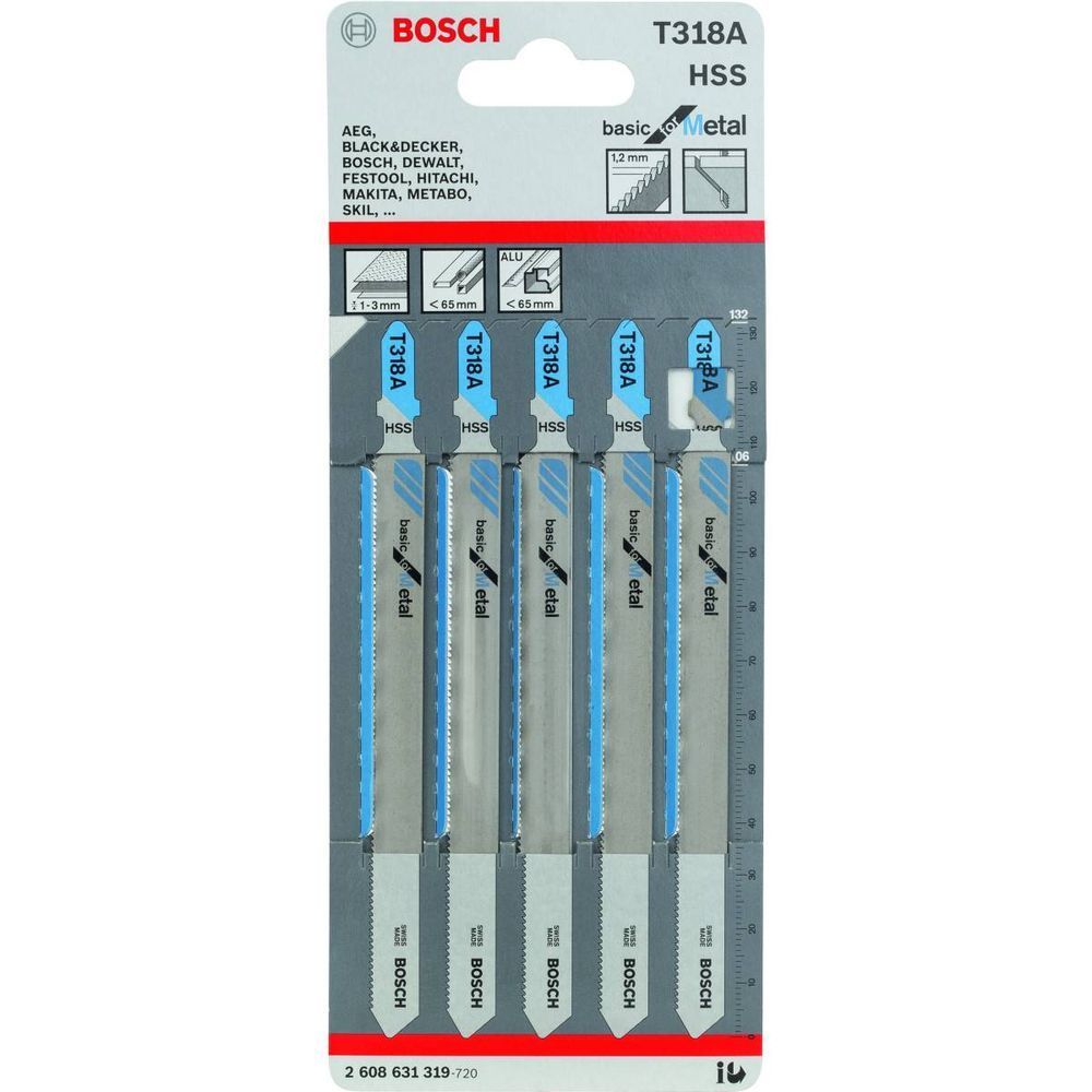 Набір полотен для лобзика Bosch T318A 106 мм HSS 5 шт 2608638757 фото