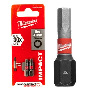 Біта Milwaukee Shockwave Hex-4 25 мм 2 шт. 4932430895 фото