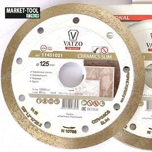 Алмазный диск VATZO 1A1R 125x22,23 CERAMICS SLIM 11451021 фото