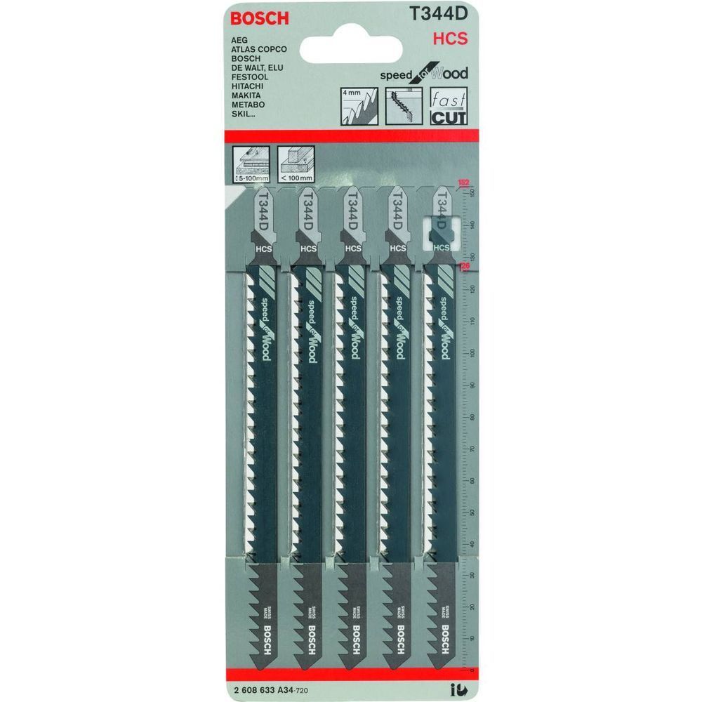 Набор полотен для лобзика Bosch HCS T344D, 5 шт. 2608633A34 фото