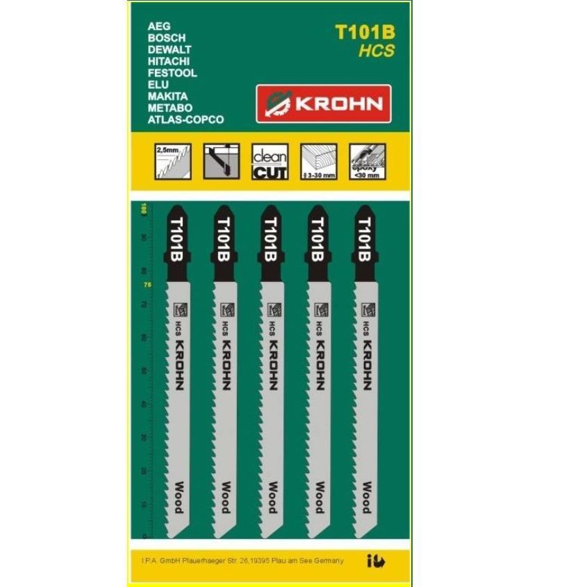 Полотна для лобзика по дереву KROHN T101B к-т. 3 шт. T101B3 фото