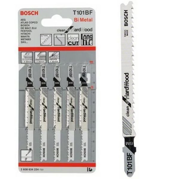 Пилка для електролобзика Bosch T101BF, 5 шт. 2608634234 фото