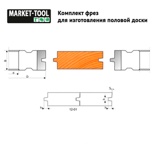 К-кт фрез для полової дошки 160* 40*50 R6M5 з 2 фрез 12-01-503 фото