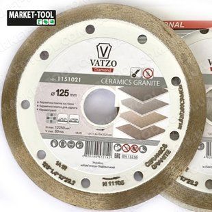 Алмазный диск VATZO 1A1R 125x22,23 CERAMICS GRANITE 1151021 фото