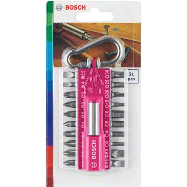 Набір біт Bosch з карабіном (Рожевий), 21 шт 2607002821 фото