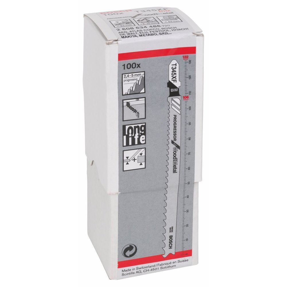 Полотно для лобзику Bosch T345XF Bi-Metal 100 шт. 2608634486 фото