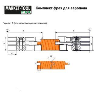 К-кт фрез для европола 160*40*40 ВК з 6 фрез 12-59-403A фото