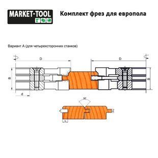 К-кт фрез для европола 160*40*50 ВК з 6 фрез 12-59-503A фото