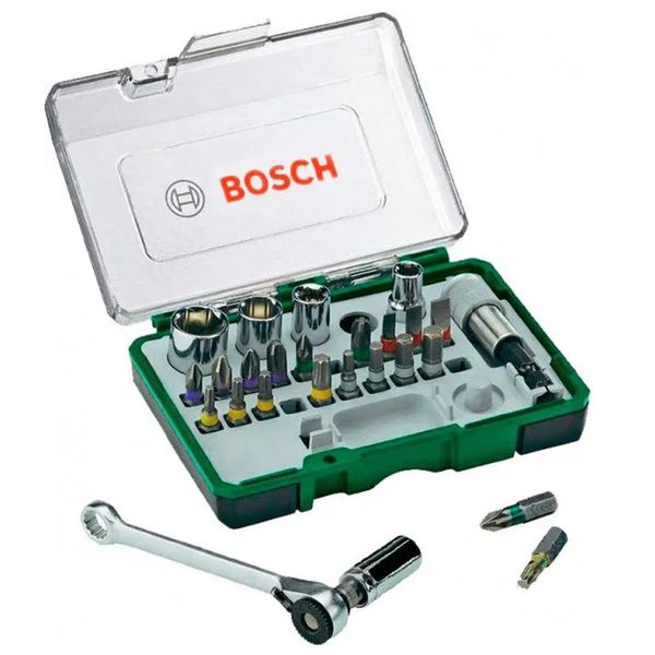 Набір біт Bosch 27 шт + штключ-трещітка 2607017160 фото