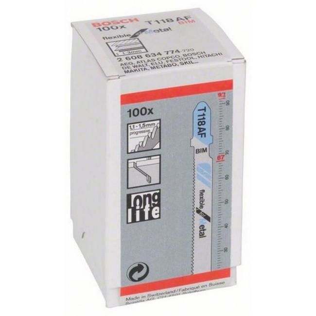 Полотно для лобзика Bosch T118AF BIM 100 шт. 2608634774 фото