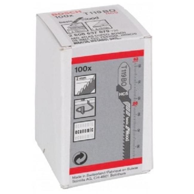 Полотна для лобзика Bosch T119BO 100 мм HCS 100 шт 2608637879 фото
