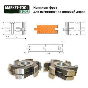 К-кт фрез для полової дошки 125*32*40 R6M5 з 6 фрез 12-00-401 фото