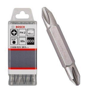 Бита двухсторонняя Bosch ECO PH2/PH2, 45 мм, 60 шт. 2608521263 фото