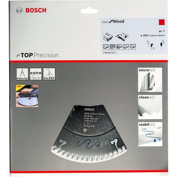 Пильный диск BOSCH 250x30x3,2/2,2 мм 80z Best for Wood 2608642113 фото