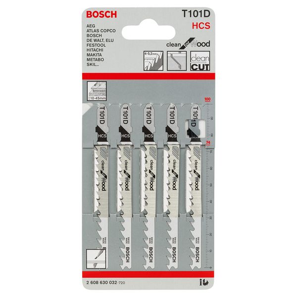 Набор полотен для лобзика Bosch T101D 100 мм 5 штук 2608630032 фото