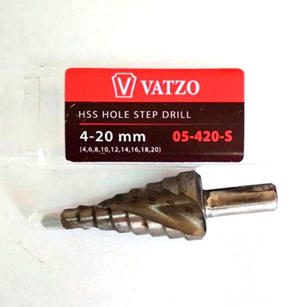 Сверло ступенчатое спиральное VATZO 05-420-S (4-20) d8 HSS 05-420-S фото