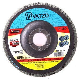 Круг лепестковый КЛТ Vatzo Р60 T27 D125 d22.2 циркониевый 227-25-60 фото