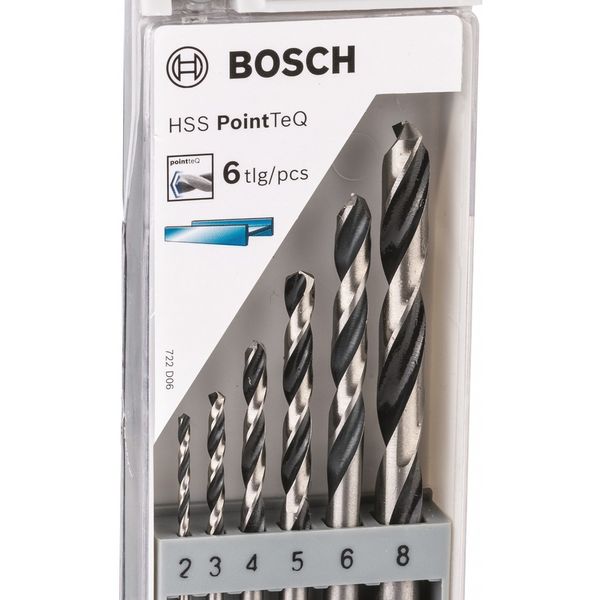 Набір свердел для металу Bosch 2-8 мм HSS PointTeQ 6 шт. 2608577346 фото