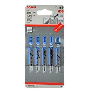 Набір полотен для лобзика Bosch T118B 92 мм HSS 5 шт 2608631014 фото