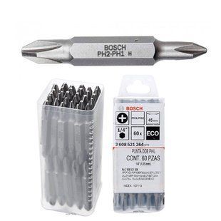Бита двухсторонняя Bosch ECO PH2/PH1, 45 мм, 60 шт. 2608521264 фото