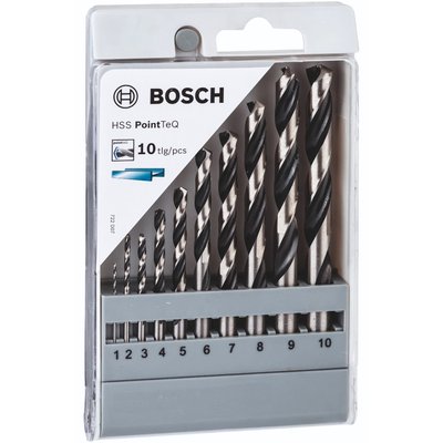 Набір свердел для металу Bosch 1-10 мм HSS PointTeQ 10 шт. 2608577348 фото