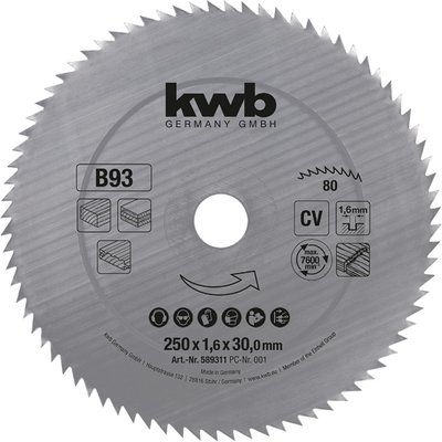 Пильный диск KWB D315 d30 z80 (B 93) 593111 фото