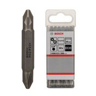 Бита двухсторонняя Bosch ECO PH-2/PZ-2, 45 мм, 60 шт. 2608521268 фото