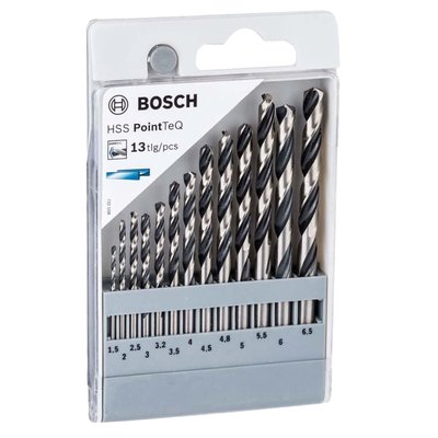 Набор сверл для металлу Bosch 1,5-6,5мм HSS PointTeQ 13 шт. 2608577349 фото
