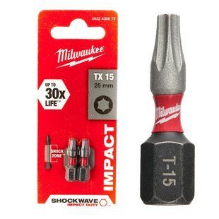 Бита Milwaukee Shockwave TX-15 х 25 мм., 2 шт. 4932430872 фото
