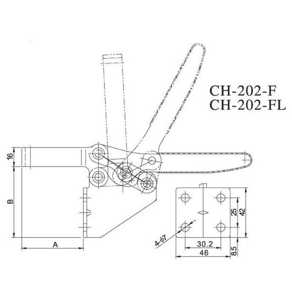 Струбцина прижимная GH 202FL (W425гр, F=227кг) 202FL фото