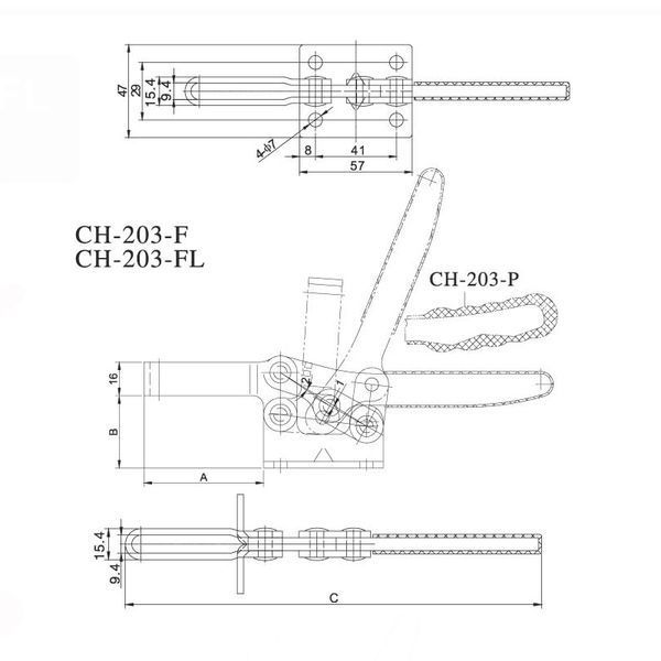 Струбцина прижимна GH 203P (W383гр, F=227кг) 203P фото