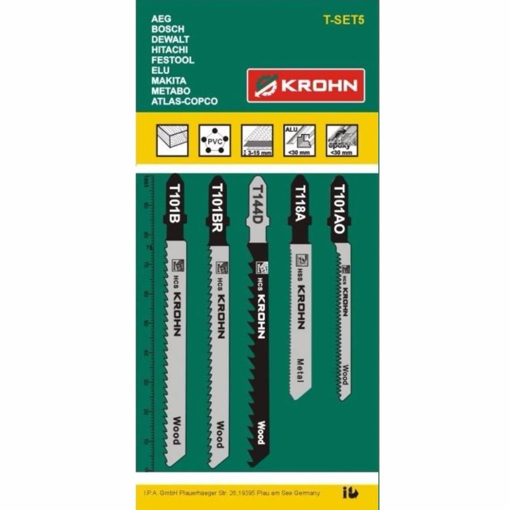 Набір полотен для лобзика KROHN T-SET5 5 шт T-SET5 фото