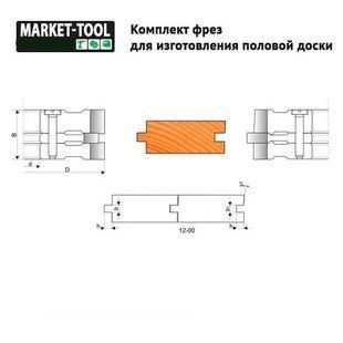 К-кт фрез для полової дошки 125*32*50 R6M5 з 6 фрез 12-00-501 фото